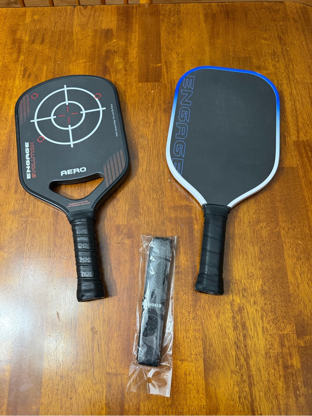 Up for grabs are 2 Excellent Condition ENGAGE AERO & ProForm Pickleball Paddles